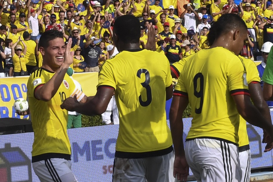 哥伦比亚2-0委内瑞拉世预赛三连胜,J罗传射,巴