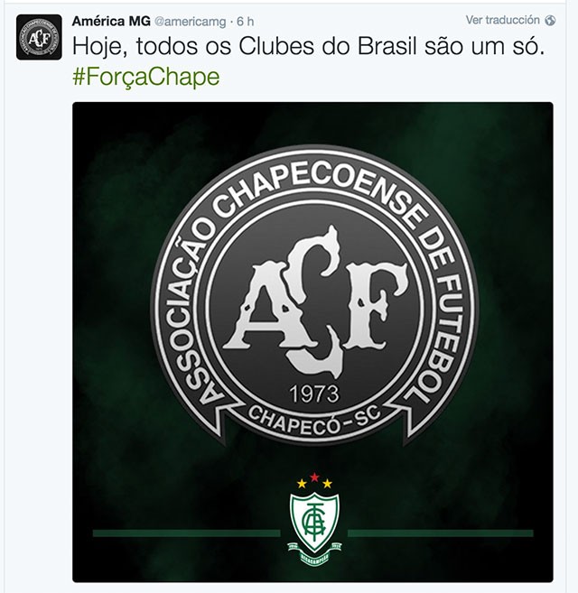 寄哀思,巴西所有俱乐部换上沙佩科恩斯队徽为