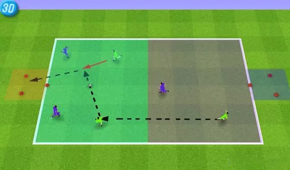 一刻足球3D训练教案第34期--三角球门防守练