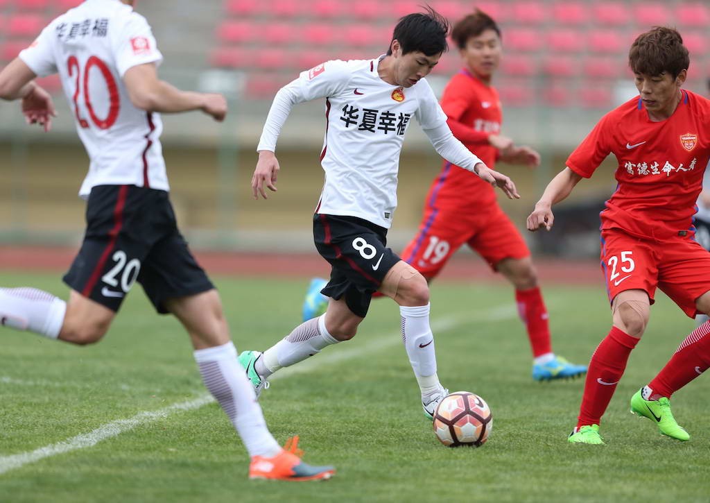 4月17日上午,中超预备队联赛第5轮,河北华夏幸福客场2-1逆转延边富德.