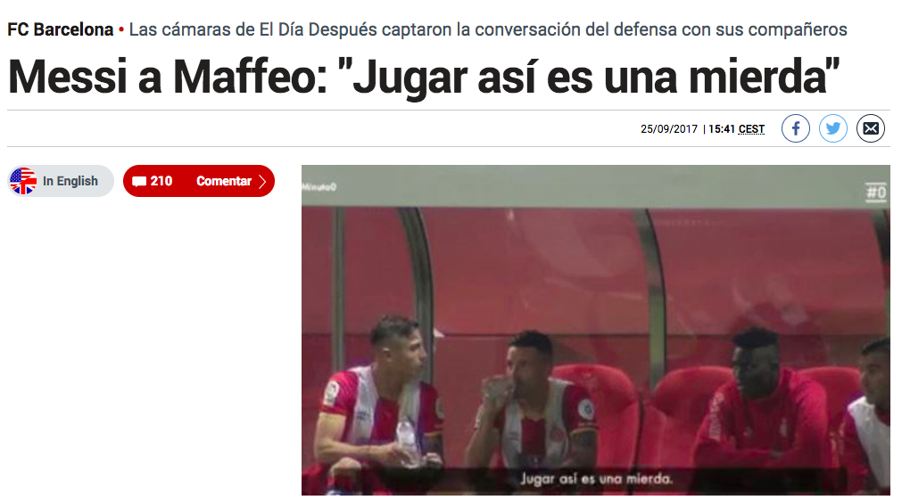 西媒唇语专家解读:梅西告诉马费奥像这样踢球