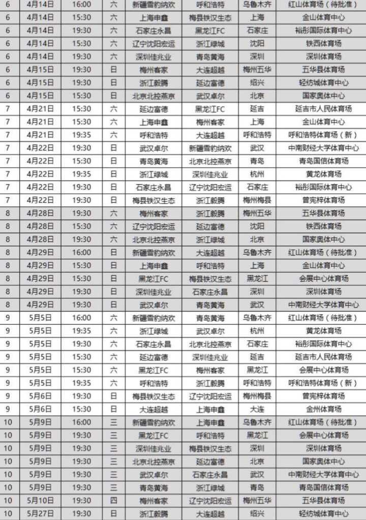 2018中甲赛程最终版:3月10日开战,世界杯期间