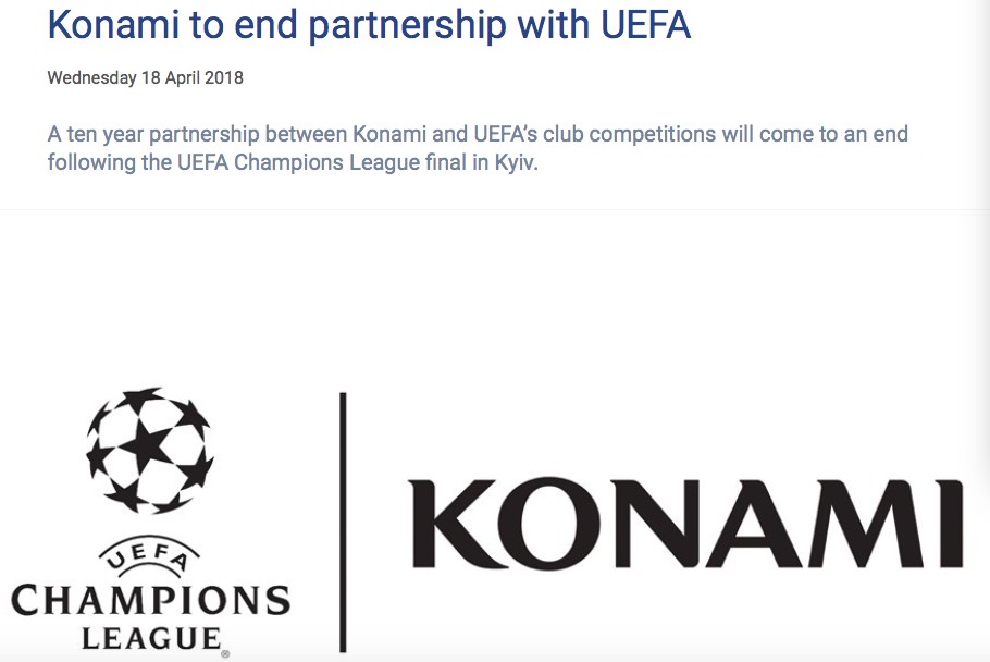 实况足球欧冠版权即将到期,FIFA 19有望接过授