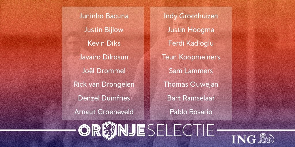 官方:荷兰U21公布初选名单