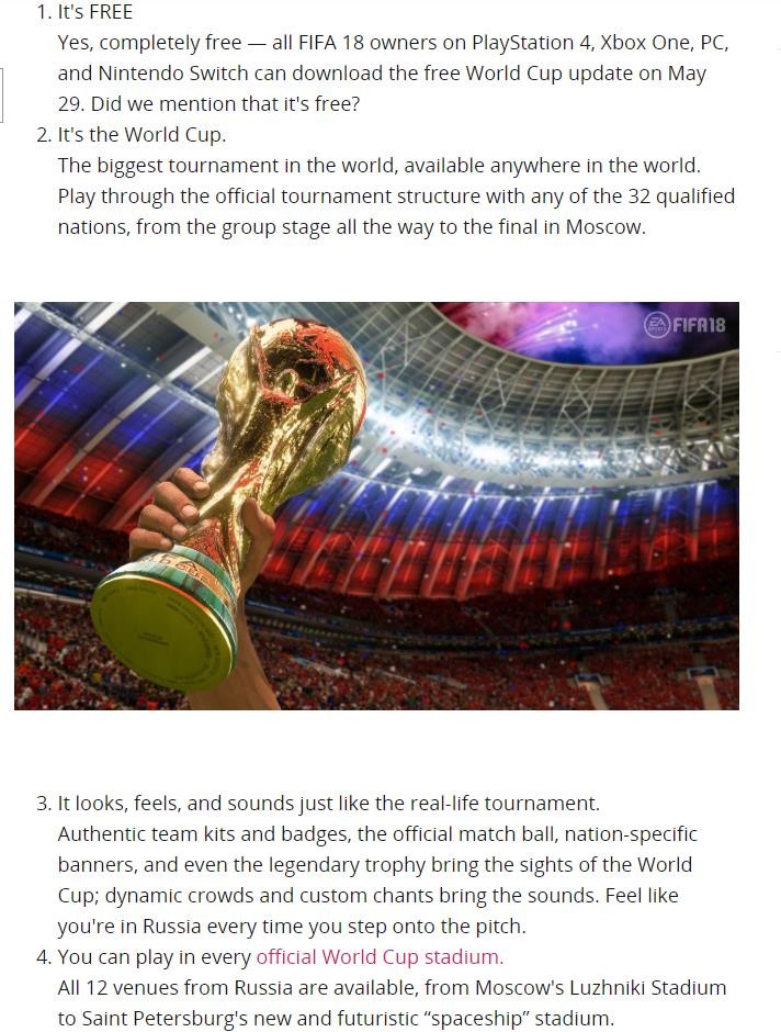 FIFA 18官方安利!10大必玩世界杯模式的理由